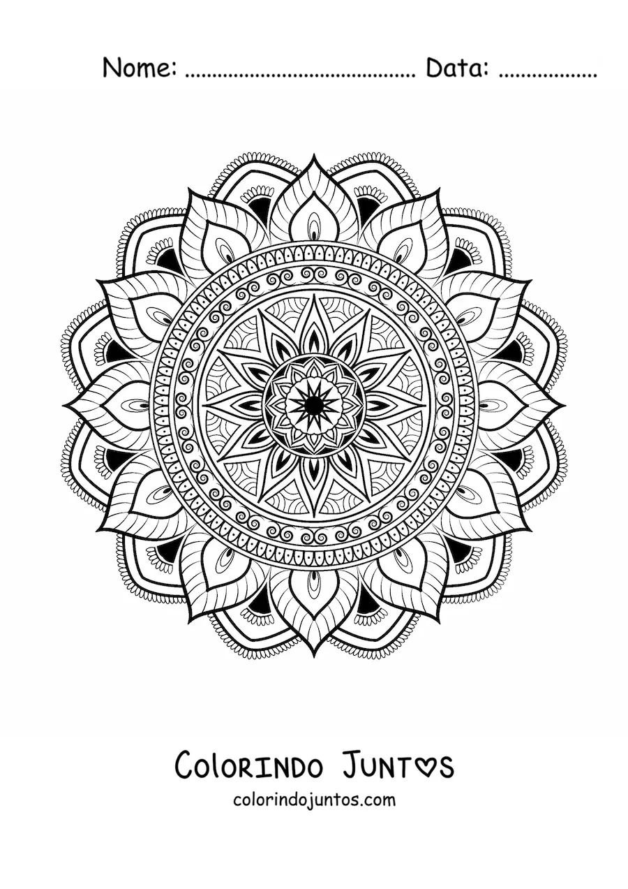 Desenho para colorir de mandala islâmica