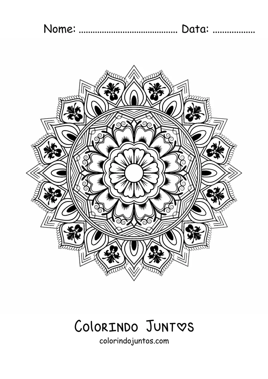 Desenho para colorir de mandala com design islâmico