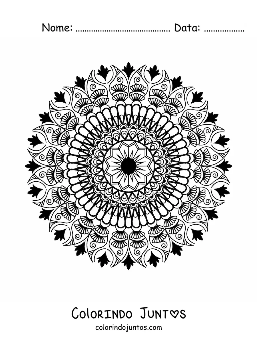 Desenho para colorir de mandala com design islâmico