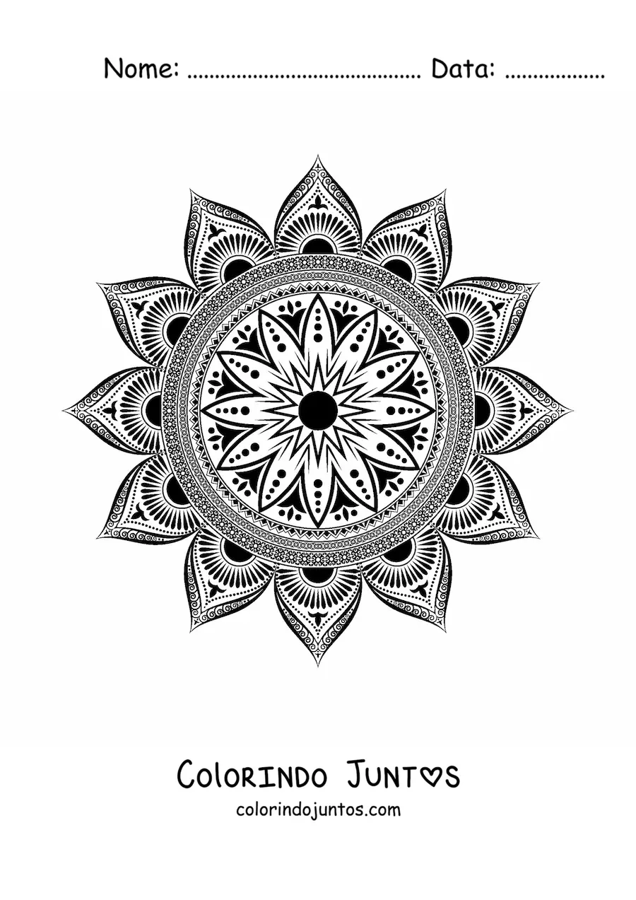 Desenho para colorir de mandala com design islâmico