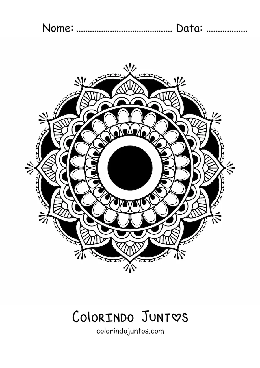 Desenho para colorir de mandala com design islâmico