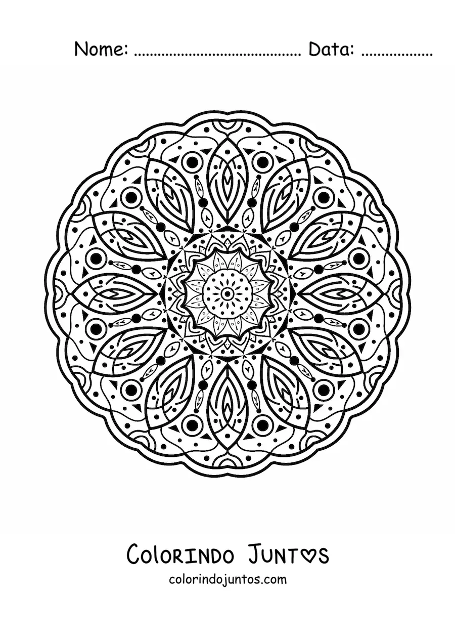 Desenho para colorir de mandala com padrão islâmico
