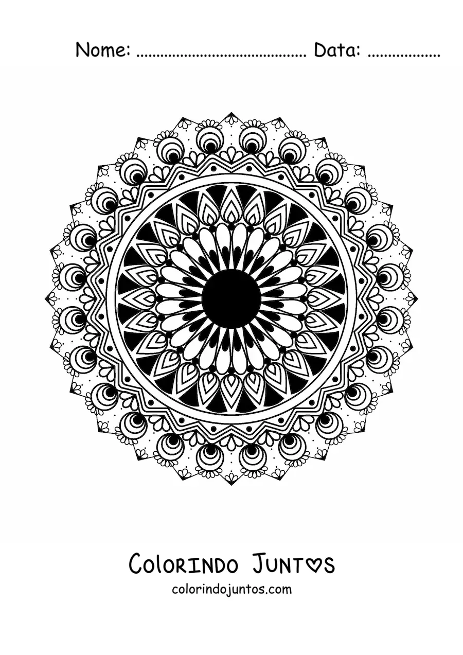 Desenho para colorir de mandala com padrão islâmico