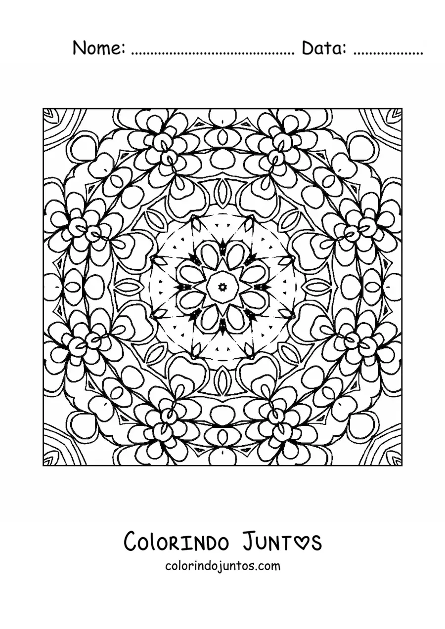 Desenho para colorir de mandala quadrada abstrata