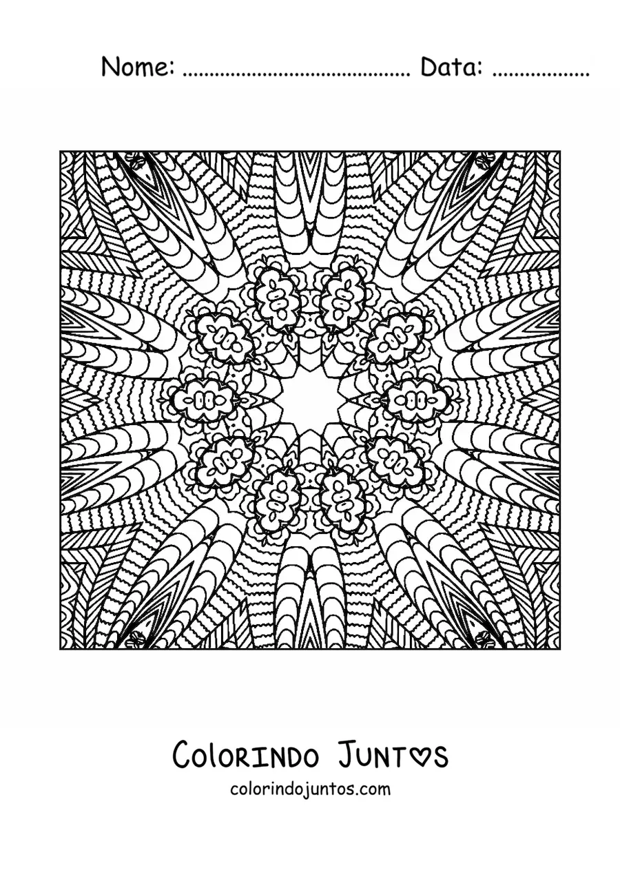 Desenho para colorir de mandala quadrada abstrata