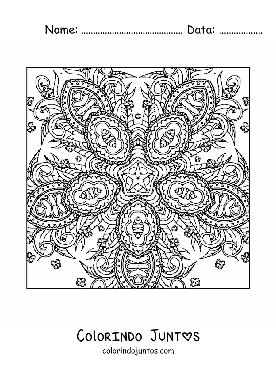 Desenho para colorir de mandala quadrada abstrata