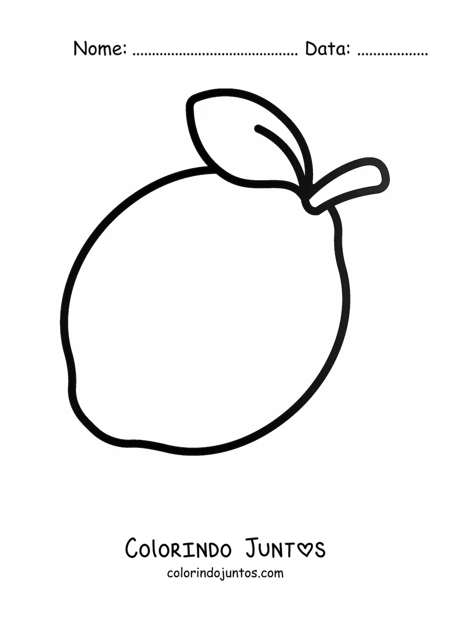 Desenho para colorir de um limão com folha