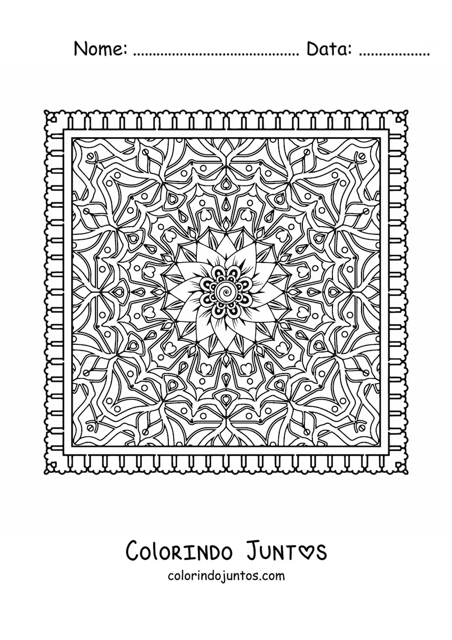 Desenho para colorir de mandala quadrada