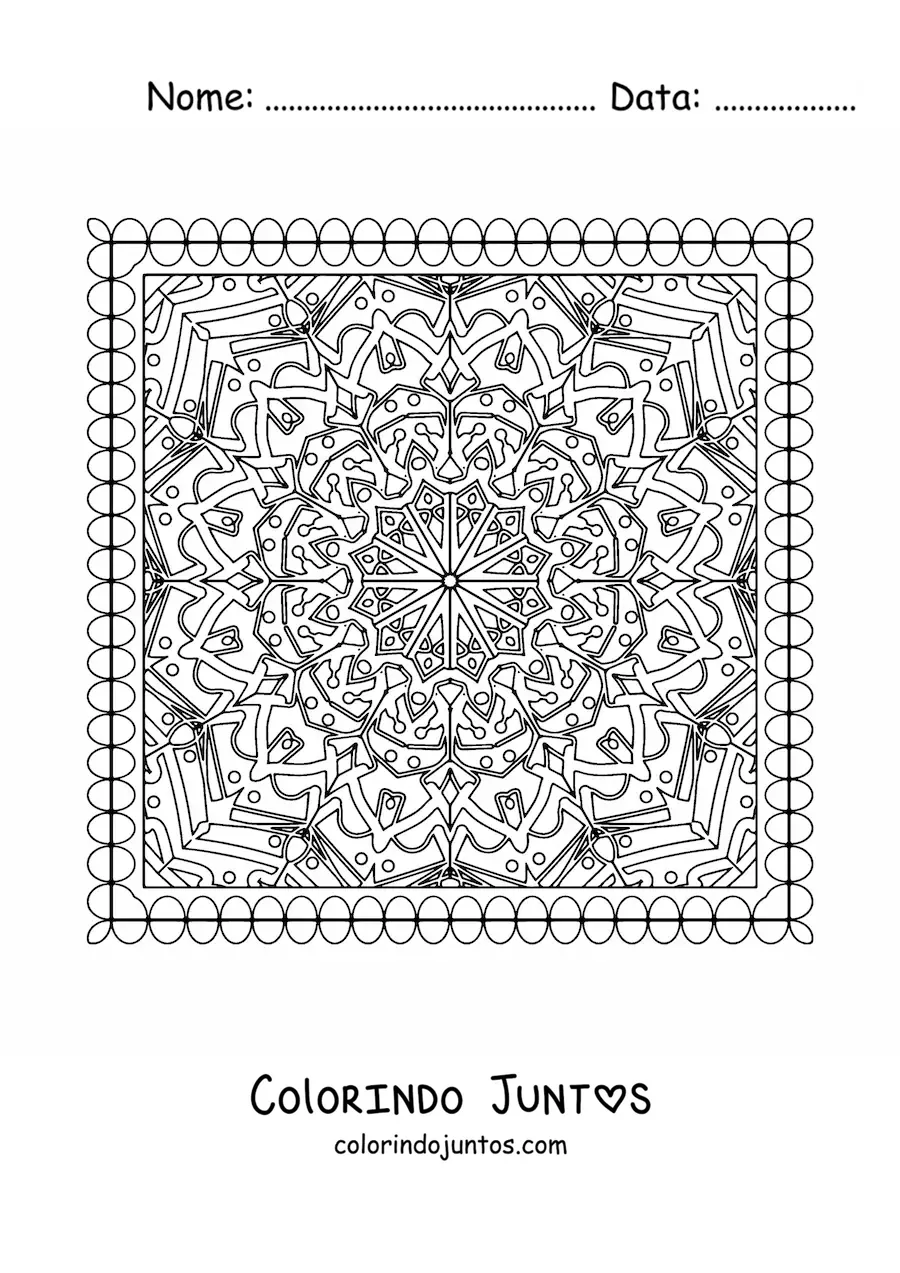 Desenho para colorir de mandala quadrada