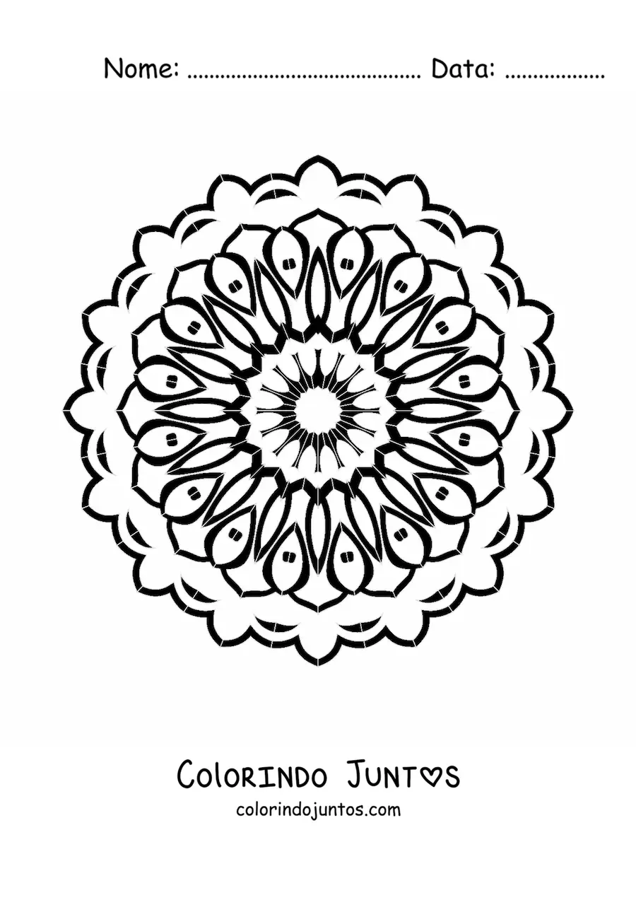 Desenho para colorir de mandala redonda fácil