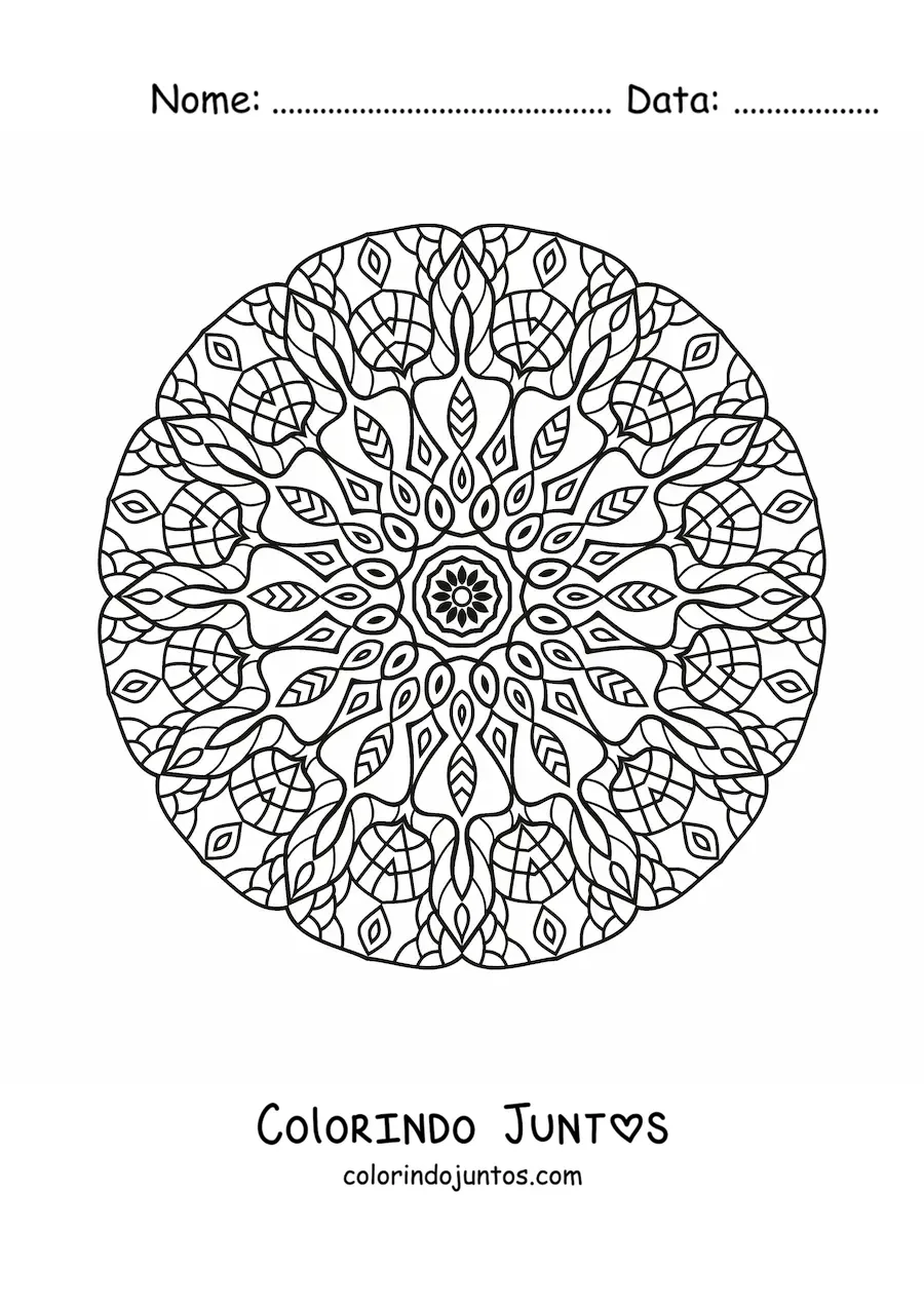 Desenho para colorir de mandala circular para adultos
