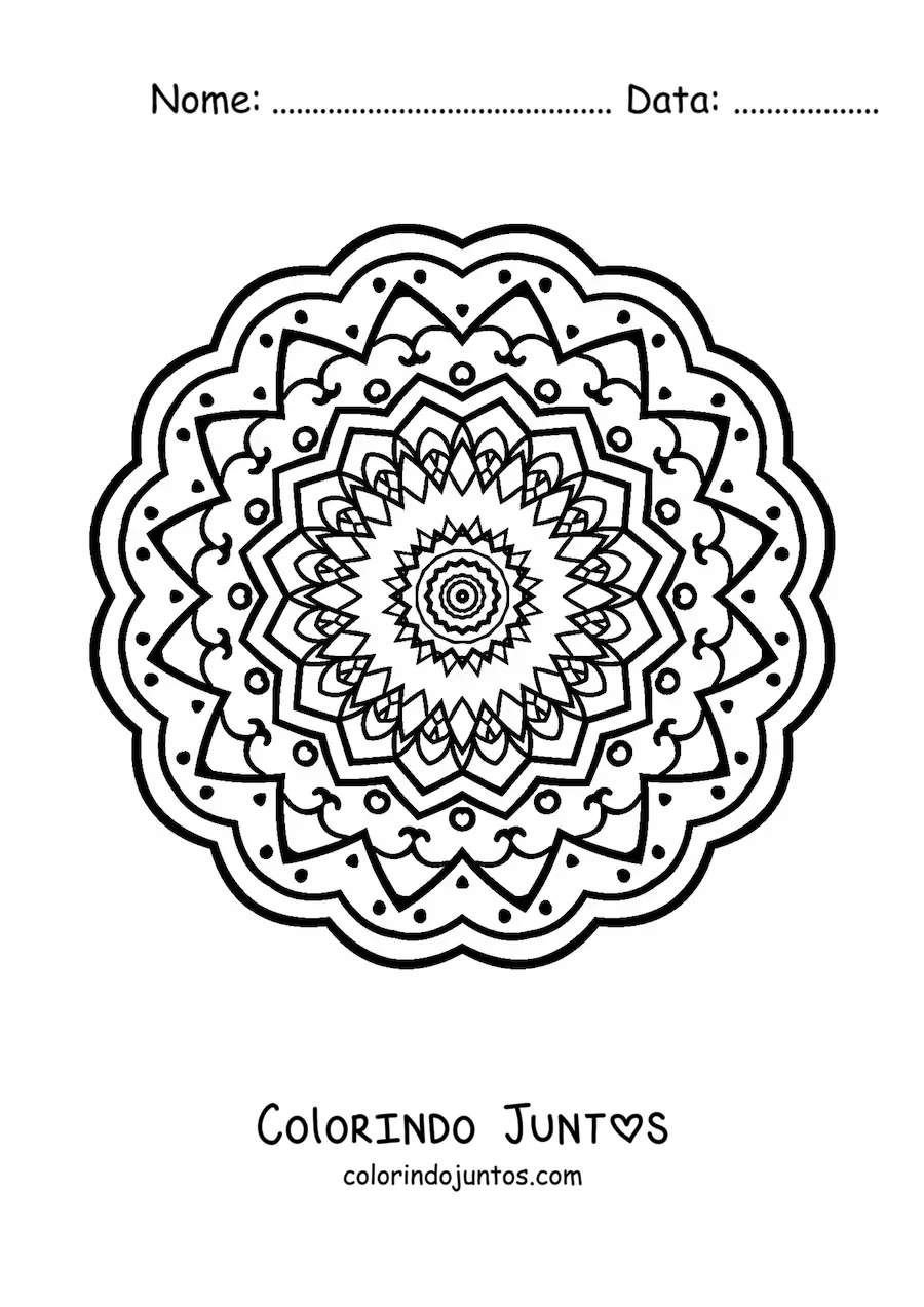 Desenho para colorir de mandala redonda abstrata