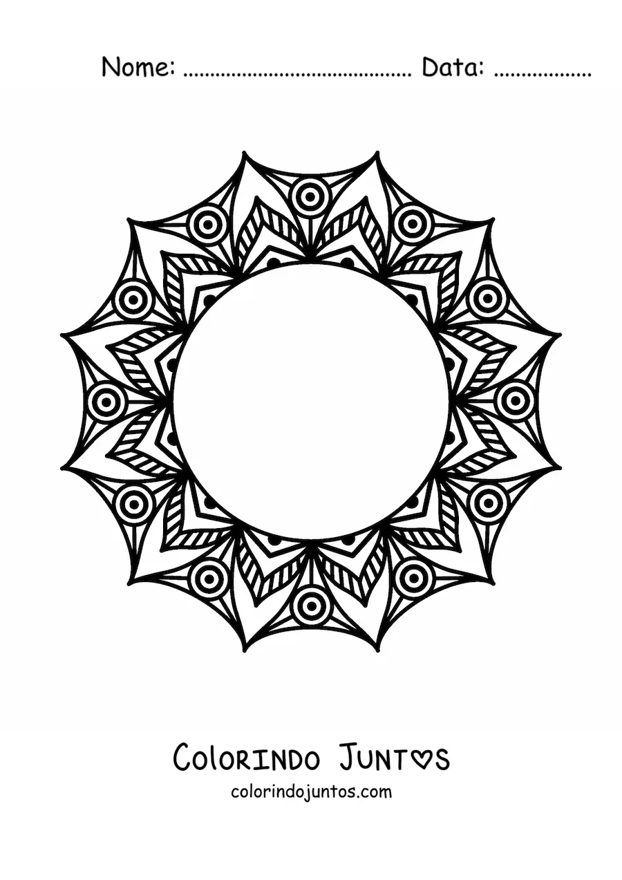 Desenho para colorir de mandala redonda