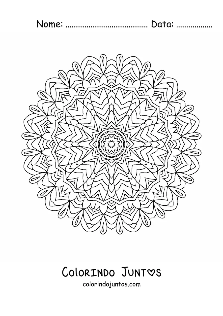 Desenho para colorir de mandala hindu difícil
