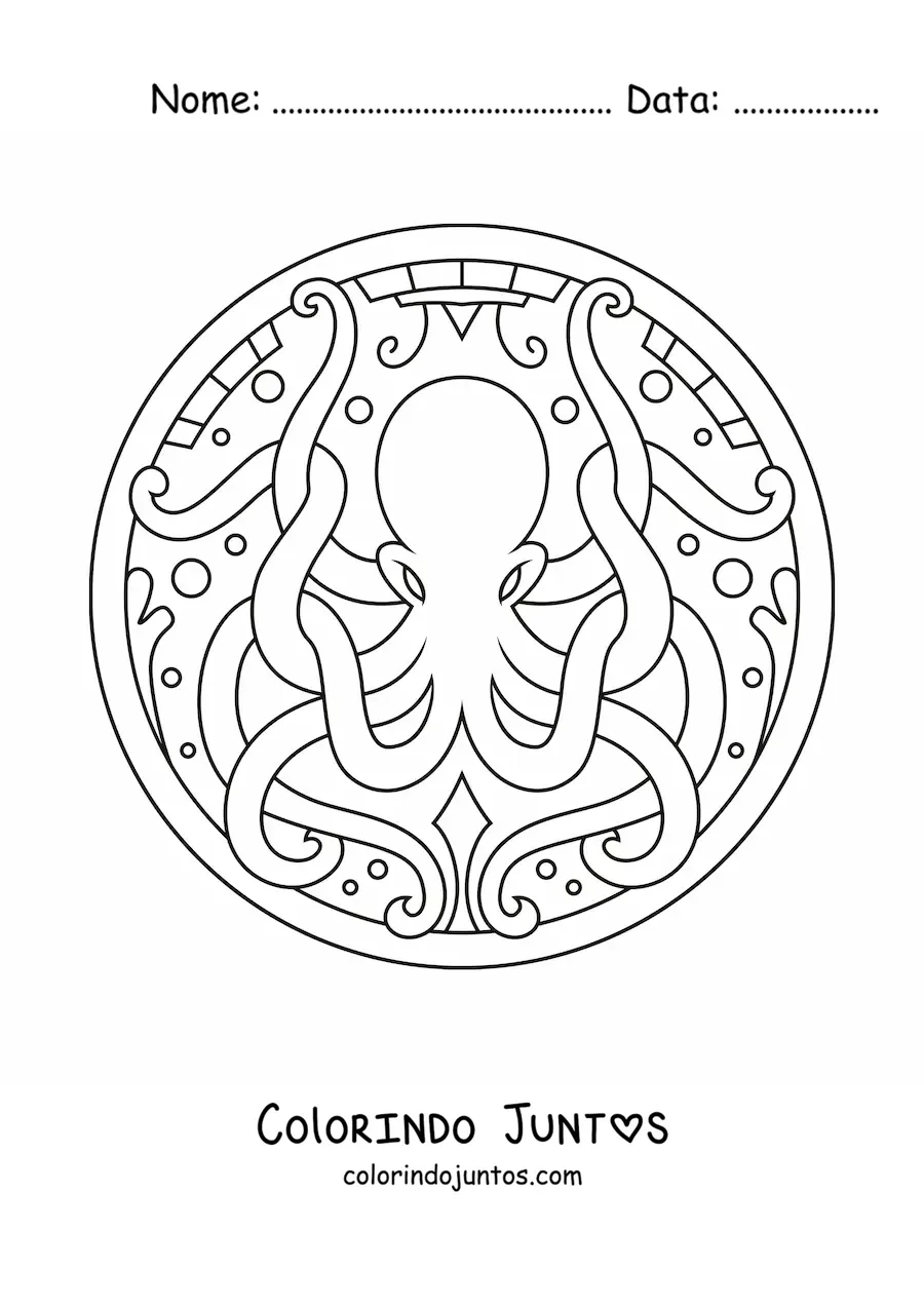 Desenho para colorir de mandala de polvo