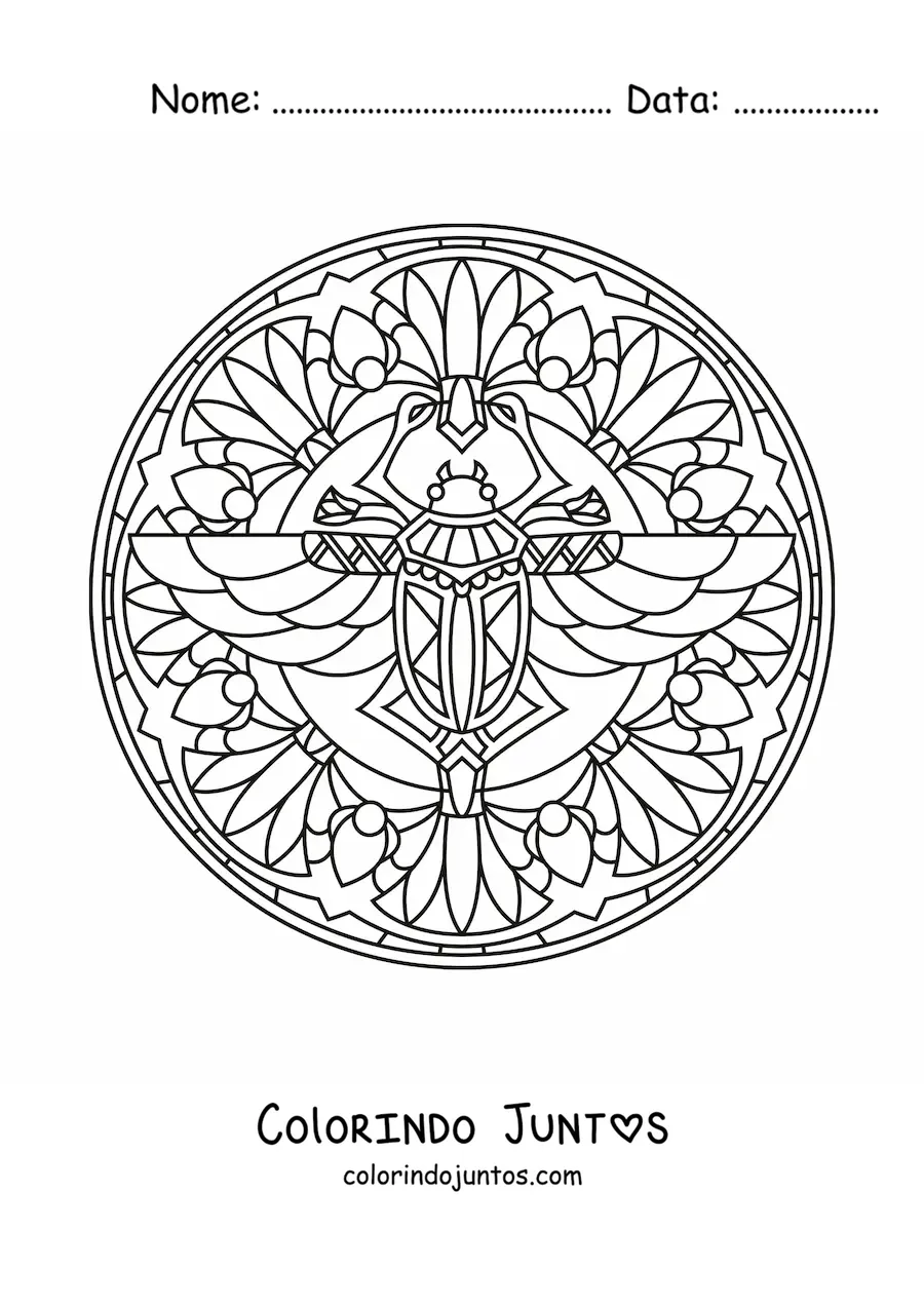 Desenho para colorir de mandala de besouro