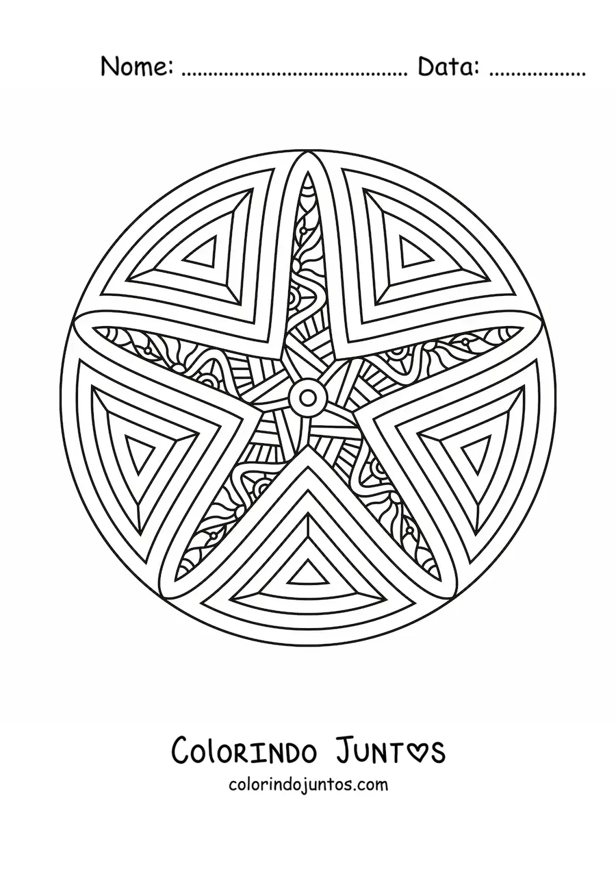 Desenho para colorir de mandala de estrela-do-mar estilo Zentangle