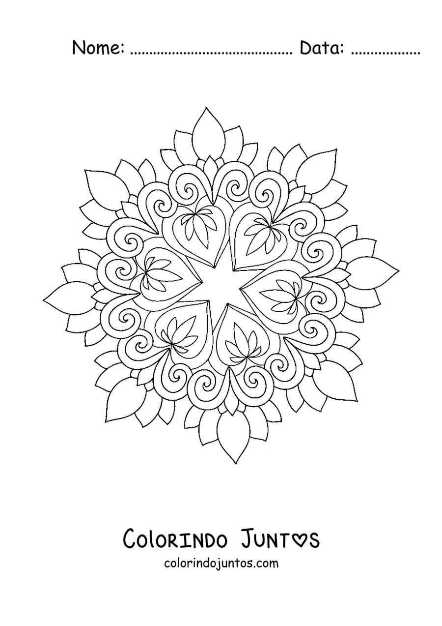Desenho para colorir de mandala para combater a ansiedade