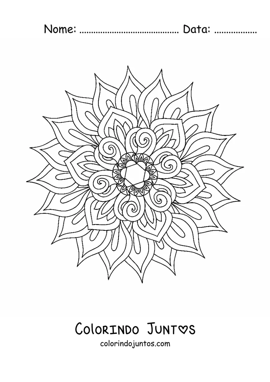 Desenho para colorir de mandala para combater a ansiedade