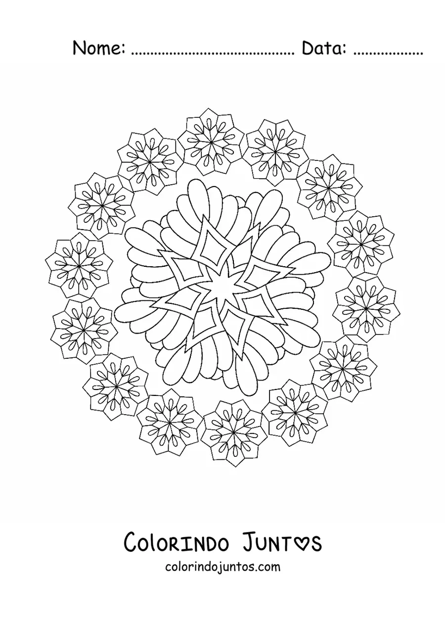 Desenho para colorir de mandala para combater a ansiedade