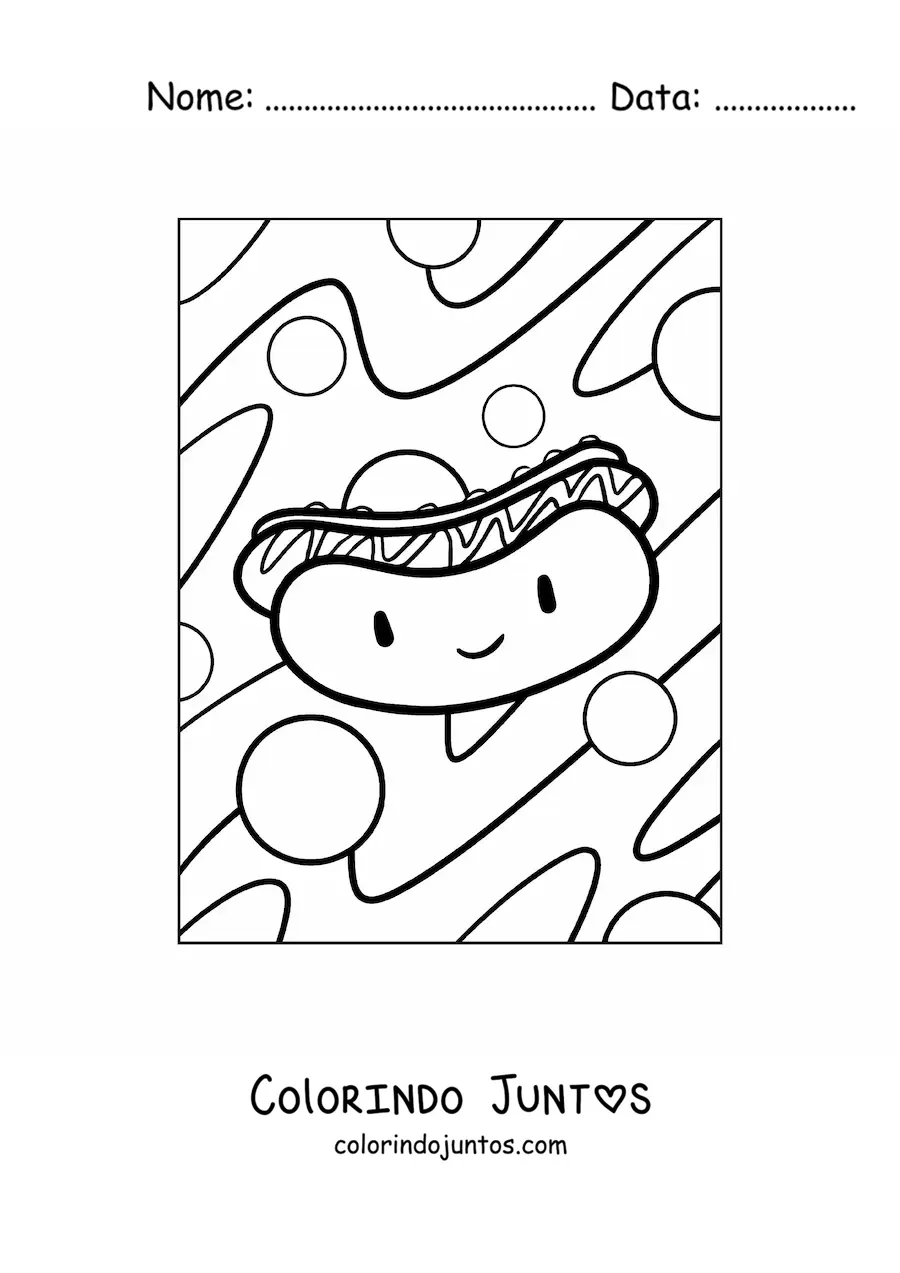 Desenho para colorir de cachorro-quente animado