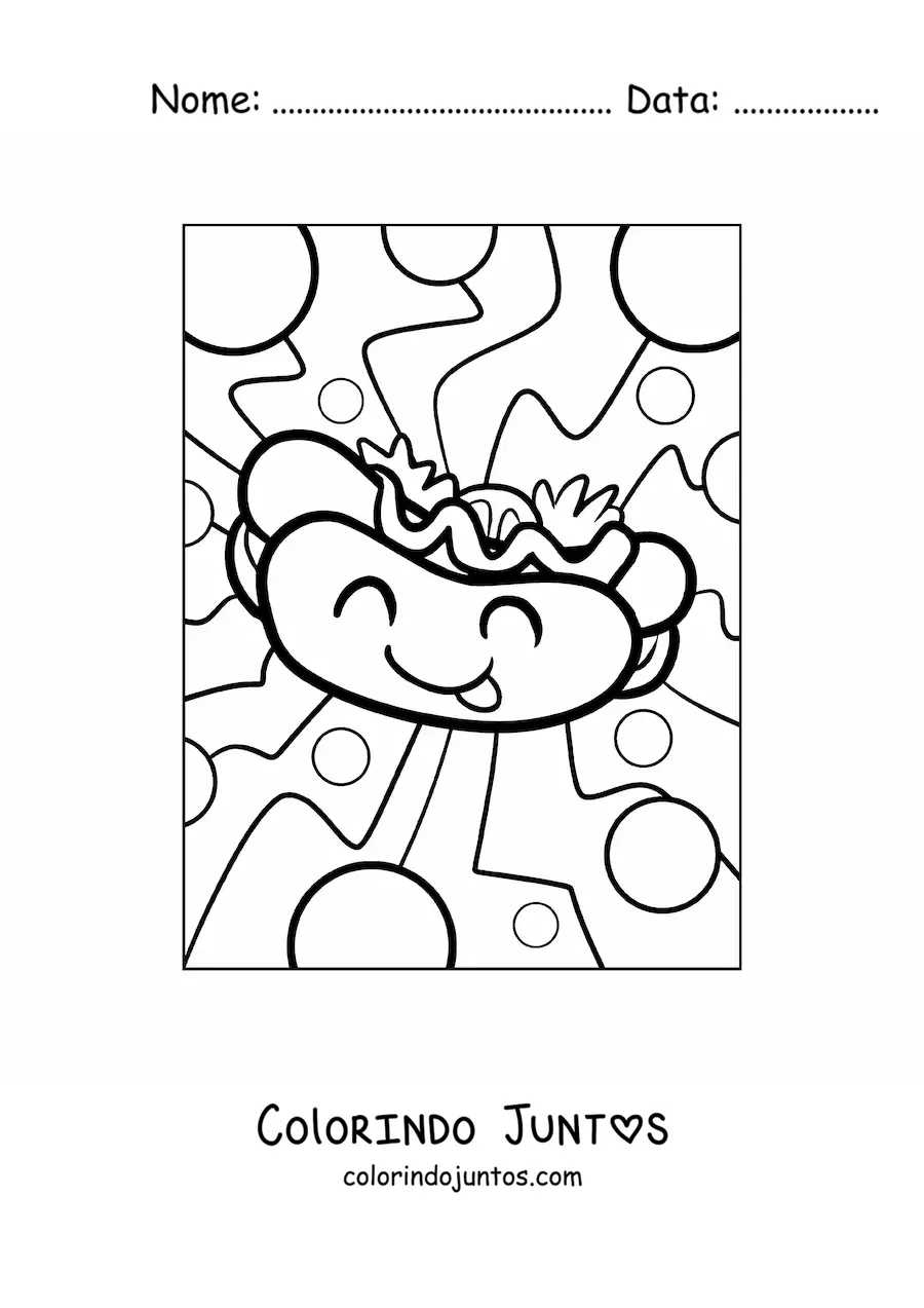 Desenho para colorir de cachorro-quente animado