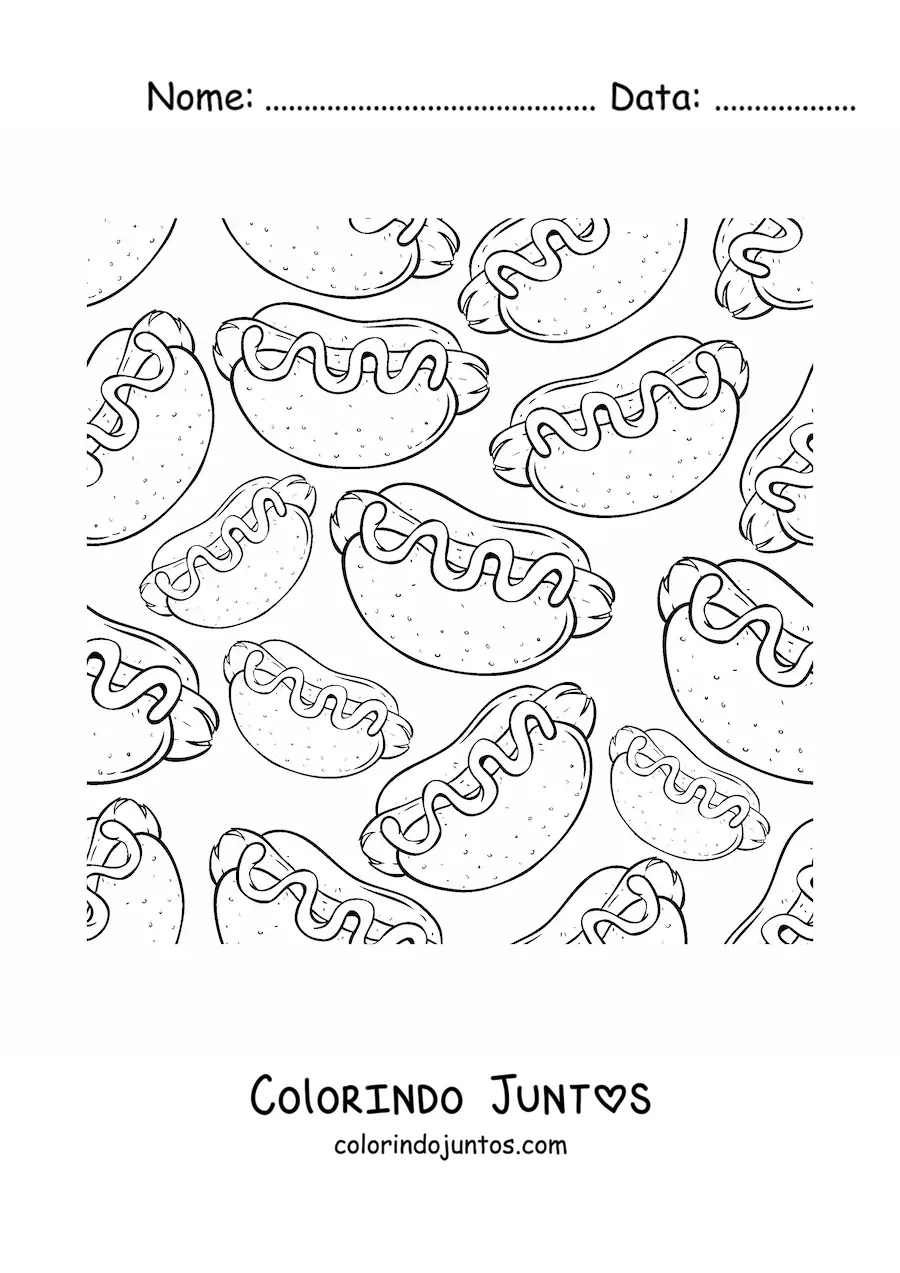 Desenho para colorir de cachorros-quentes