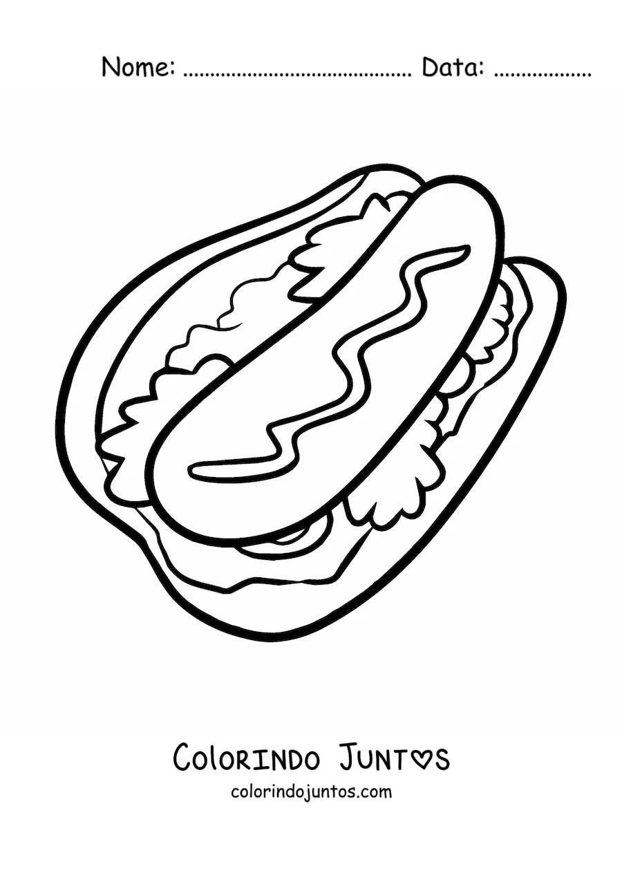 Desenho para colorir de cachorro-quente grande