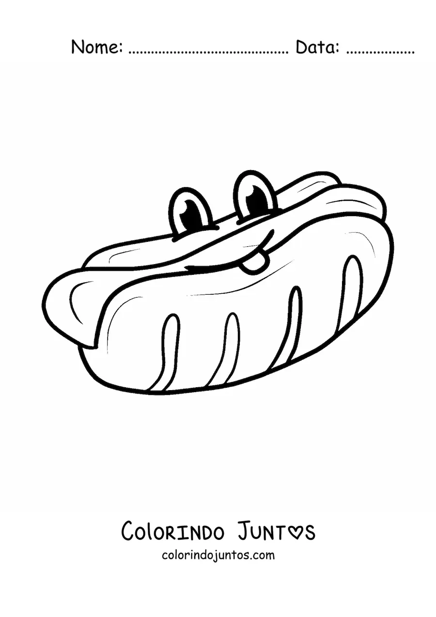 Desenho para colorir de cachorro-quente animado