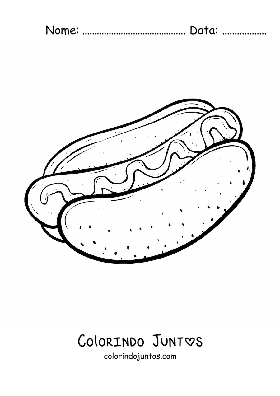 Desenho para colorir de cachorro-quente facil