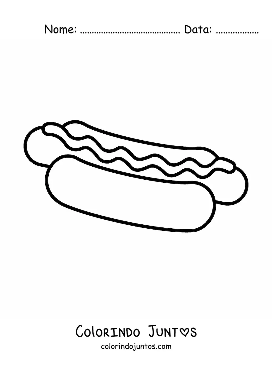 Desenho para colorir de cachorro-quente simples