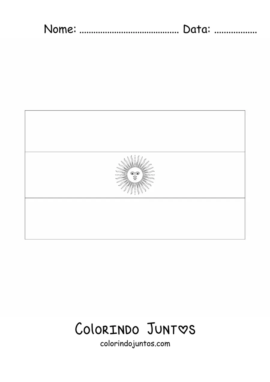Desenho para colorir da bandeira da Argentina horizontal