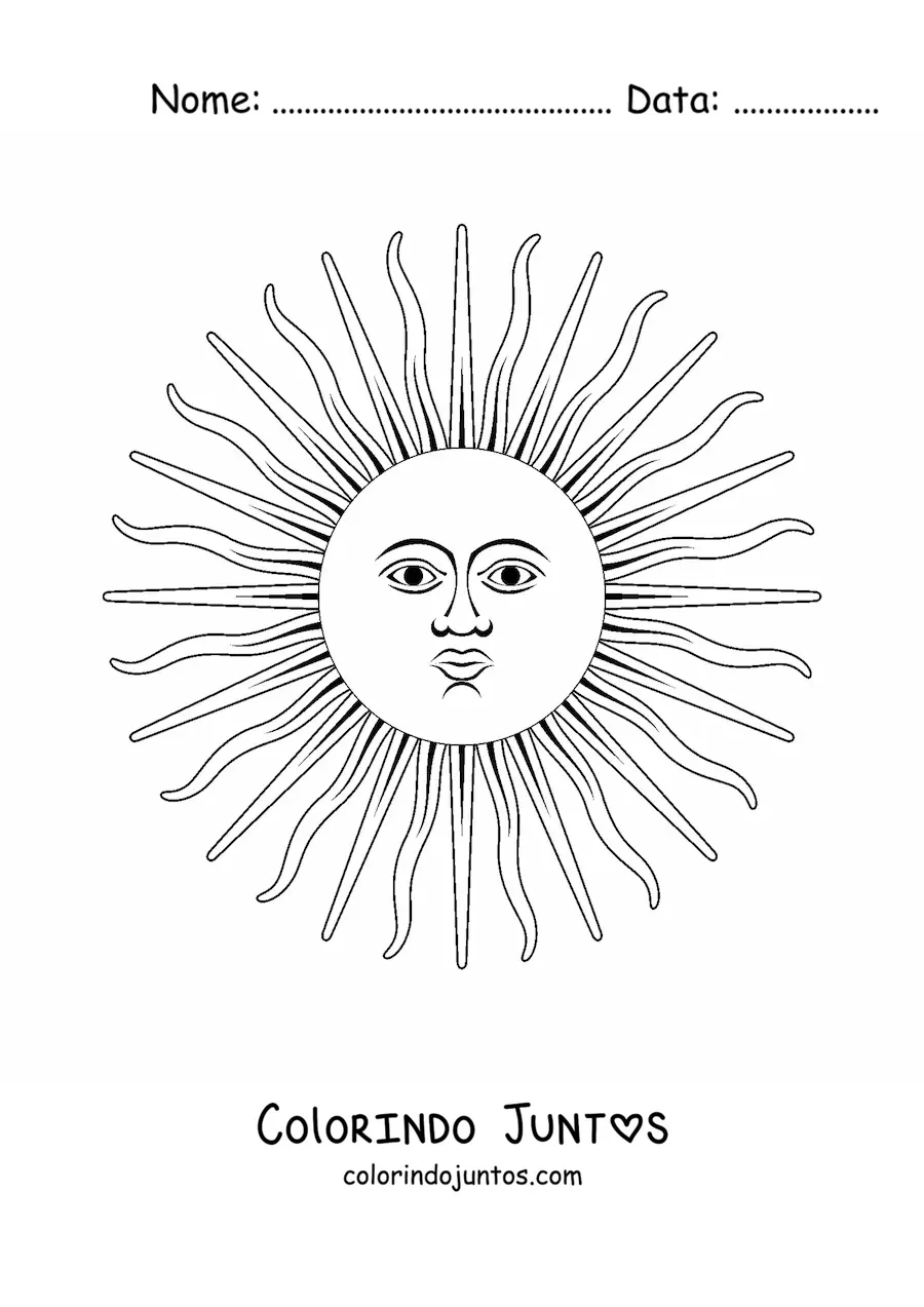 Desenho para colorir do sol da bandeira da Argentina