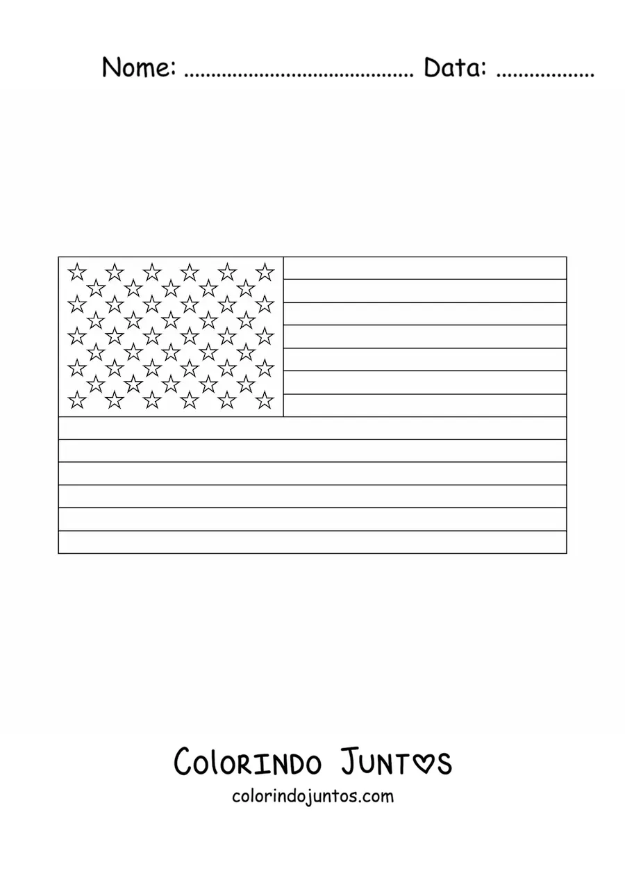 Desenho para colorir da bandeira dos Estados Unidos horizontal