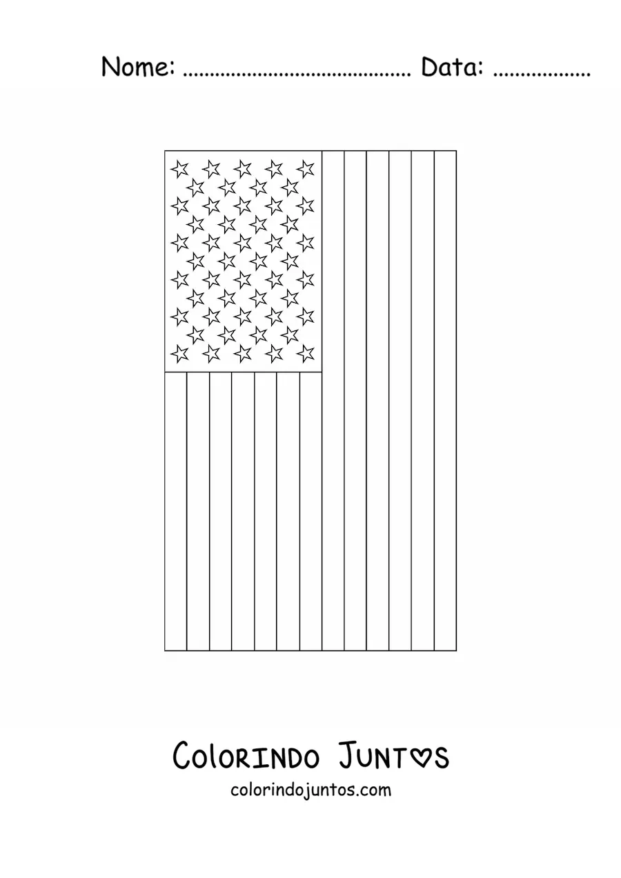 Desenho para colorir da bandeira dos Estados Unidos vertical