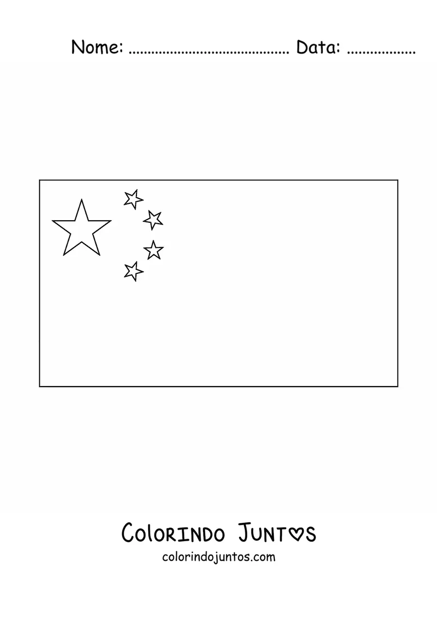 Desenho para colorir da bandeira da China horizontal