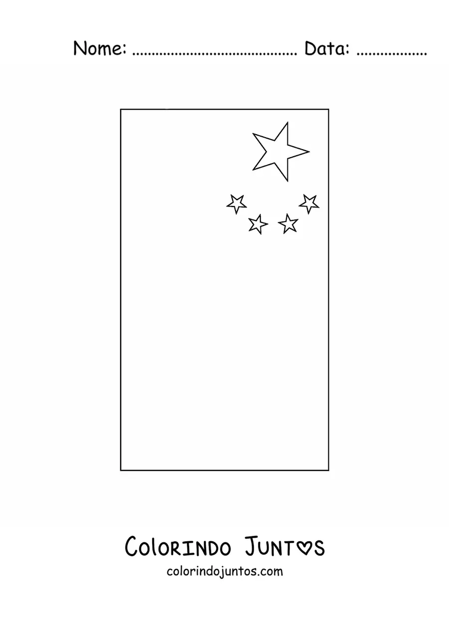 Desenho para colorir da bandeira da China vertical
