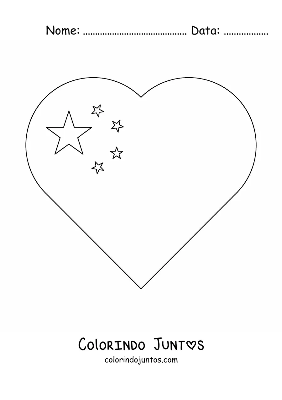 Desenho para colorir de emoji de coracao da bandeira da China