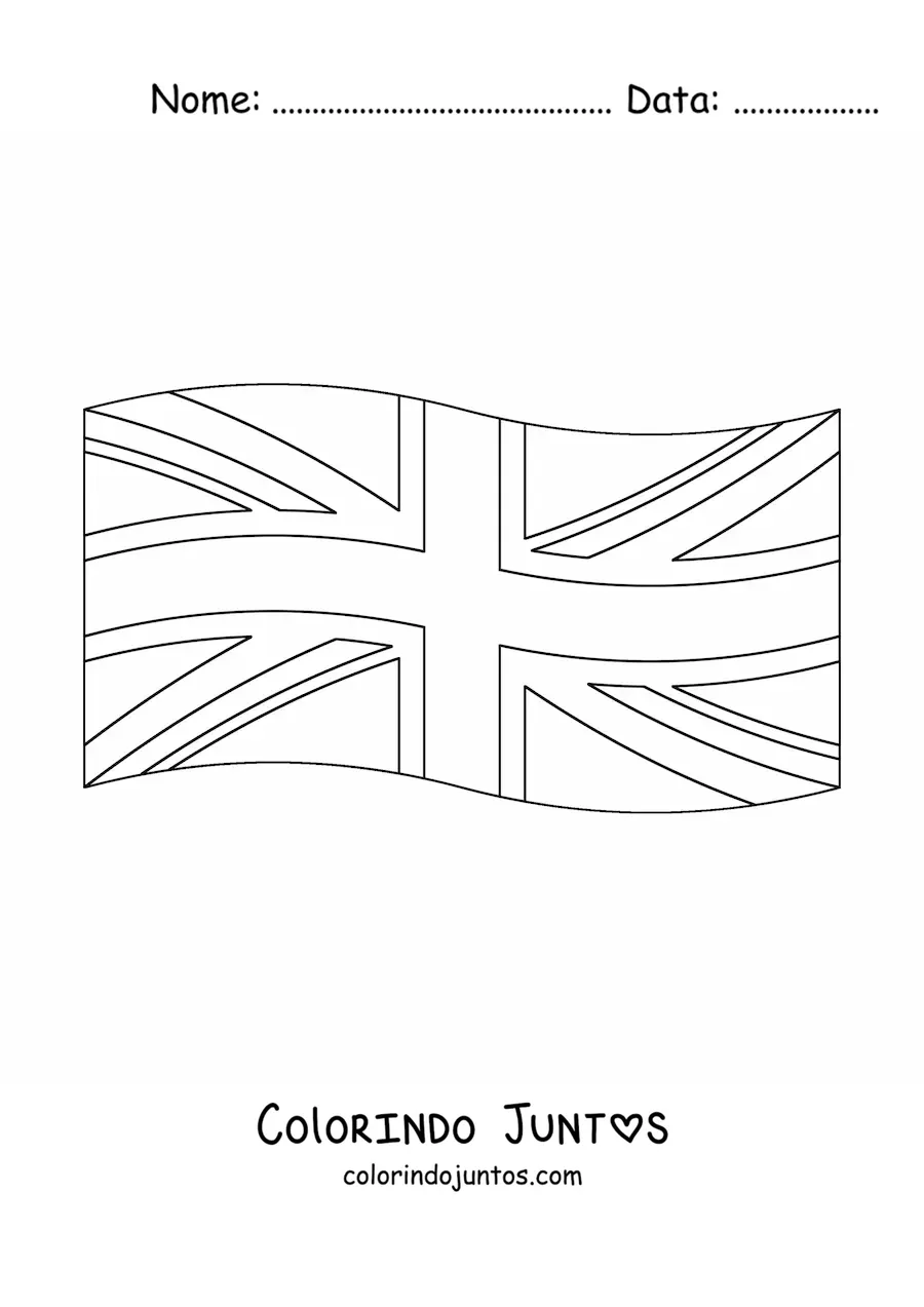 Desenho para colorir da bandeira do Reino Unido tremulando