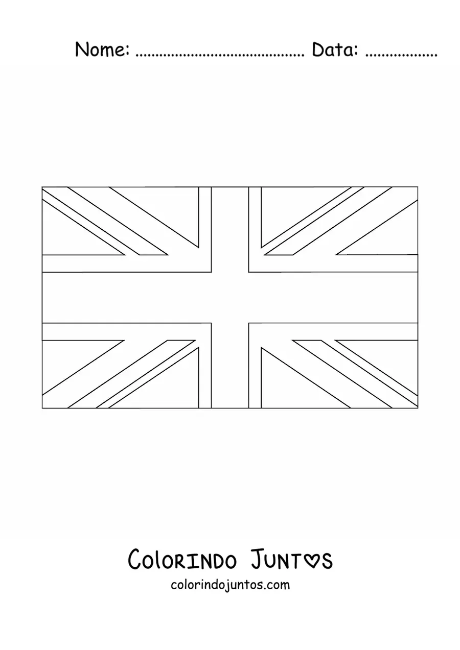 Desenho para colorir da bandeira do Reino Unido horizontal