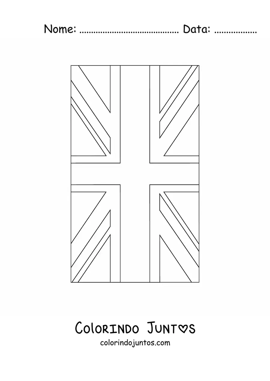 Desenho para colorir da bandeira do Reino Unido vertical