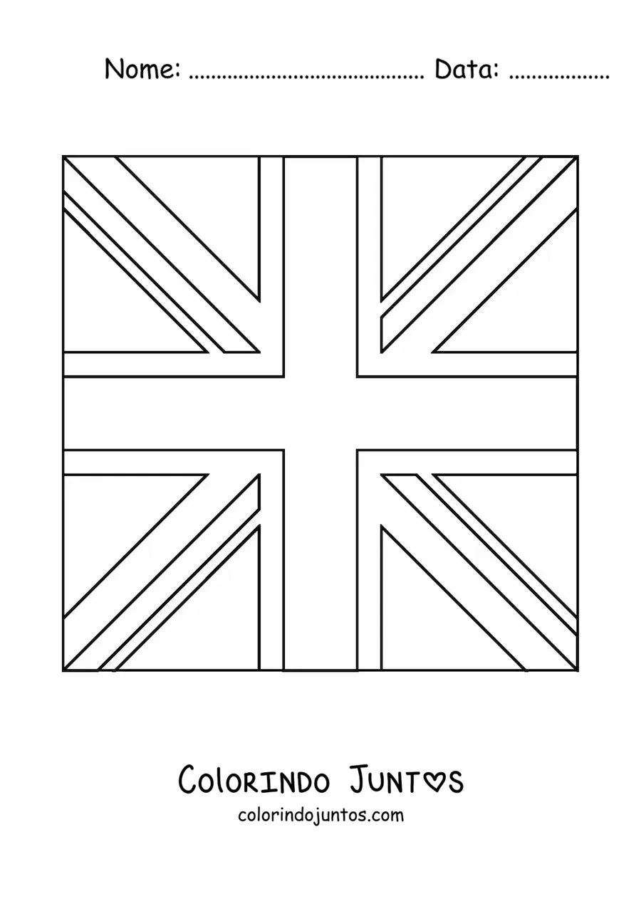 Desenho para colorir da bandeira do Reino Unido em emoji quadrado