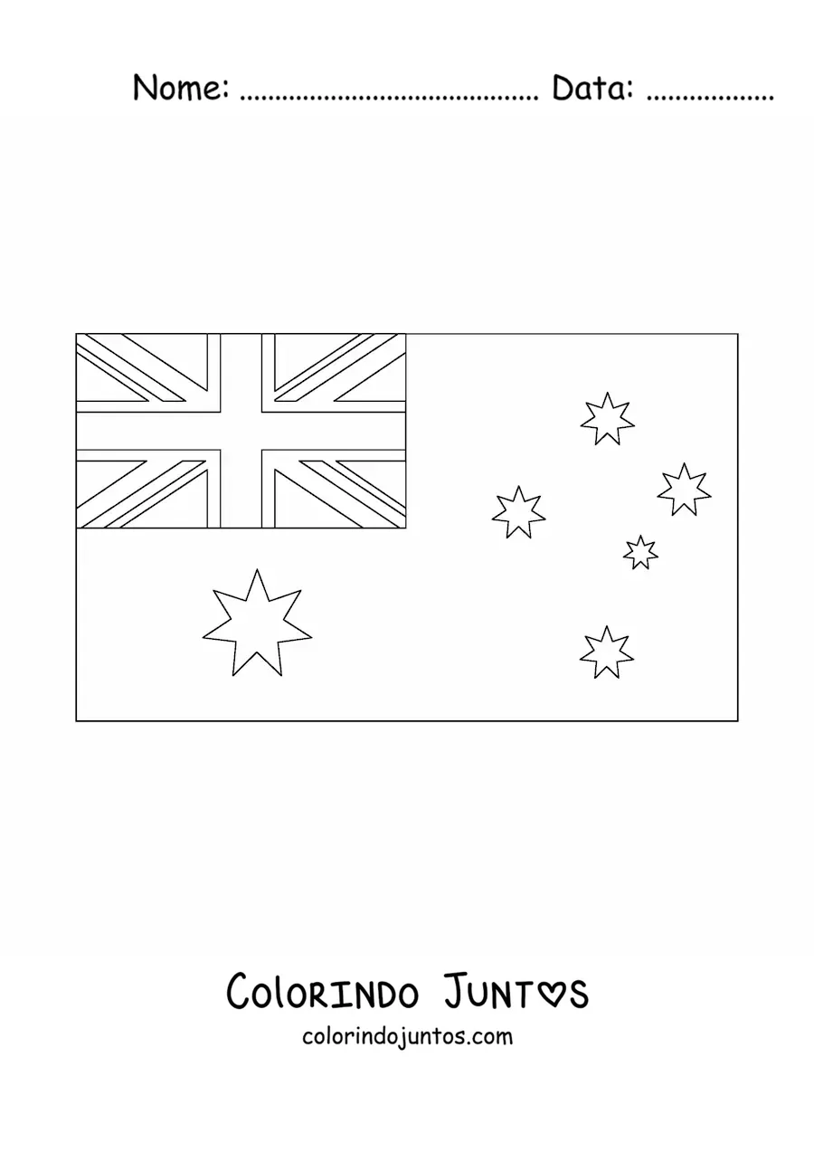 Desenho para colorir da bandeira da Austrália horizontal