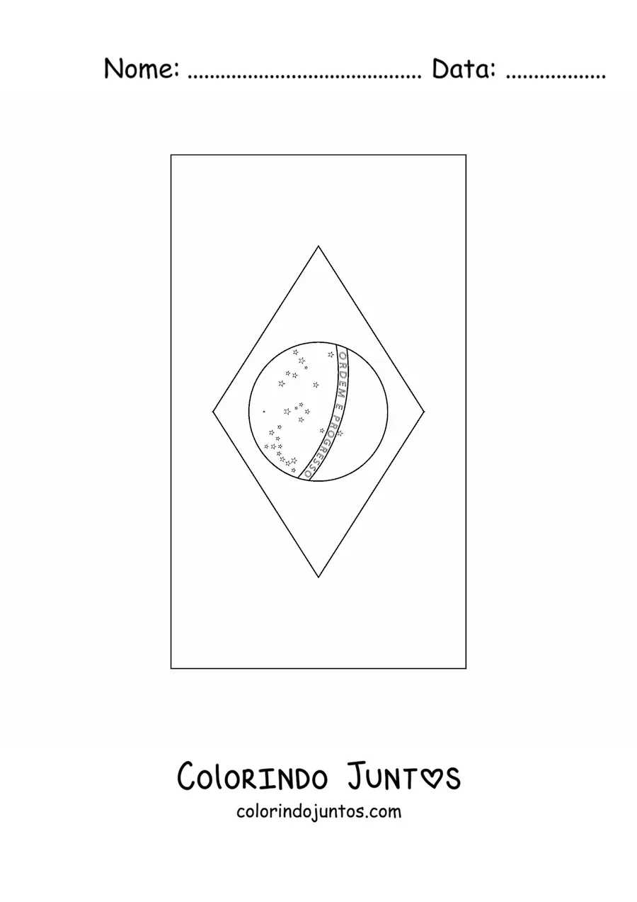 Desenho para colorir da bandeira do Brasil vertical