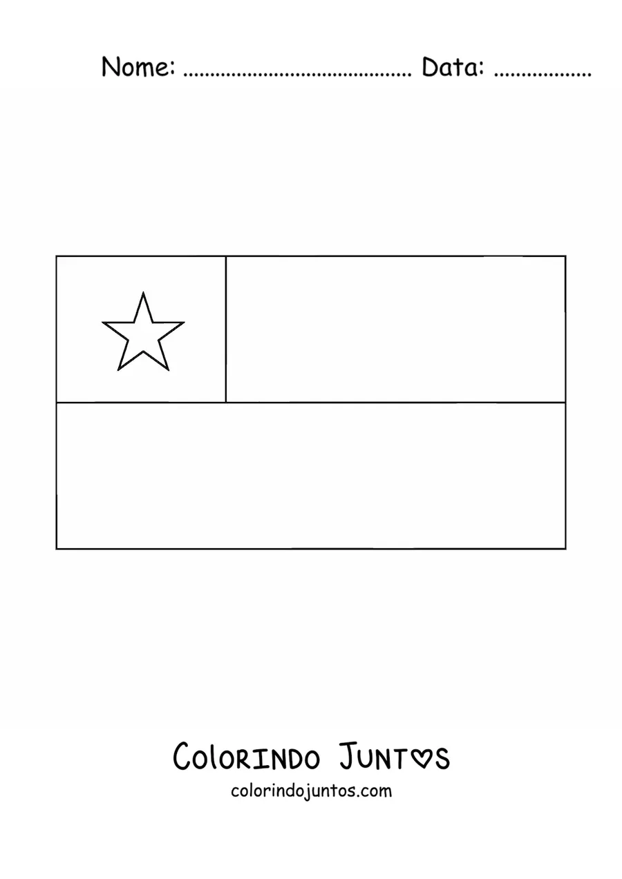 Desenho para colorir da bandeira do Chile horizontal