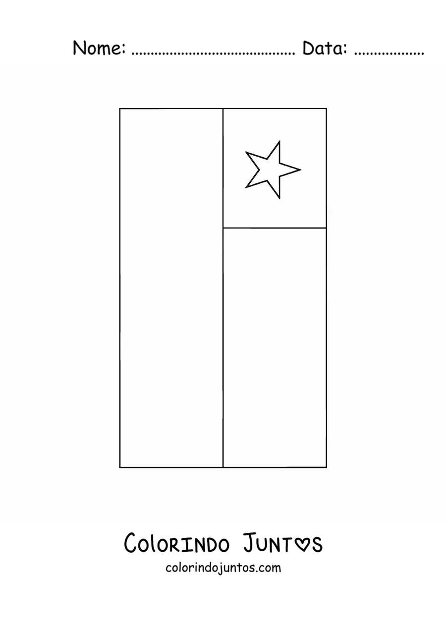 Desenho para colorir da bandeira do Chile vertical