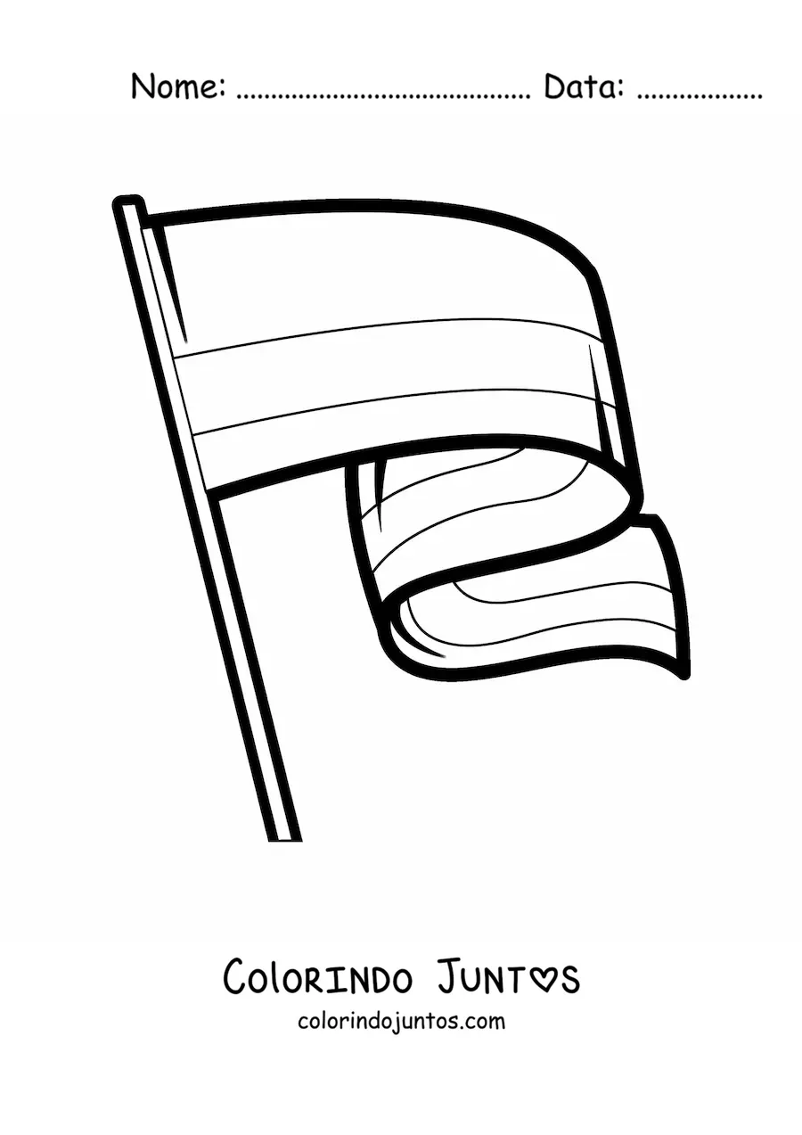 Desenho para colorir da bandeira da Colômbia tremulando em um mastro