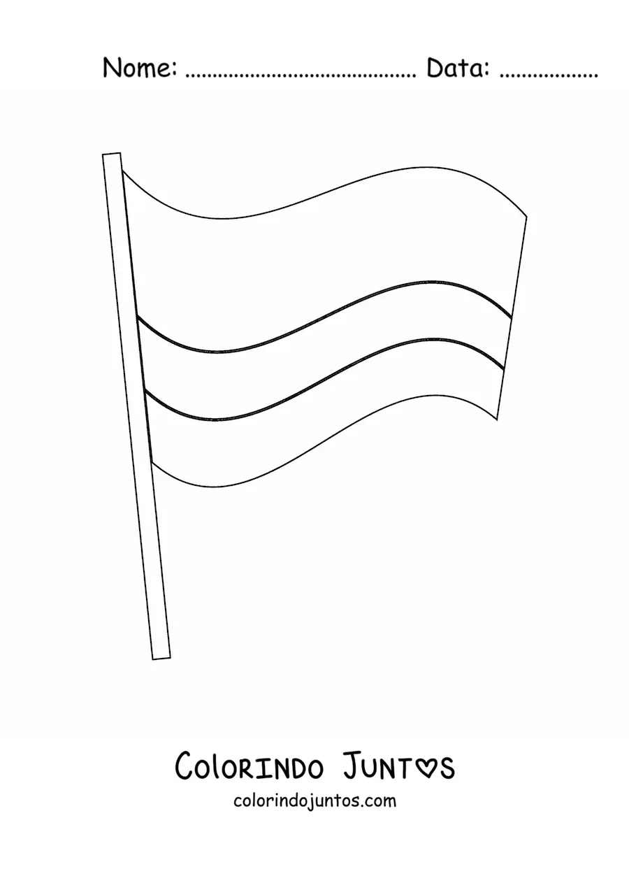 Desenho para colorir da bandeira da Colômbia em um mastro