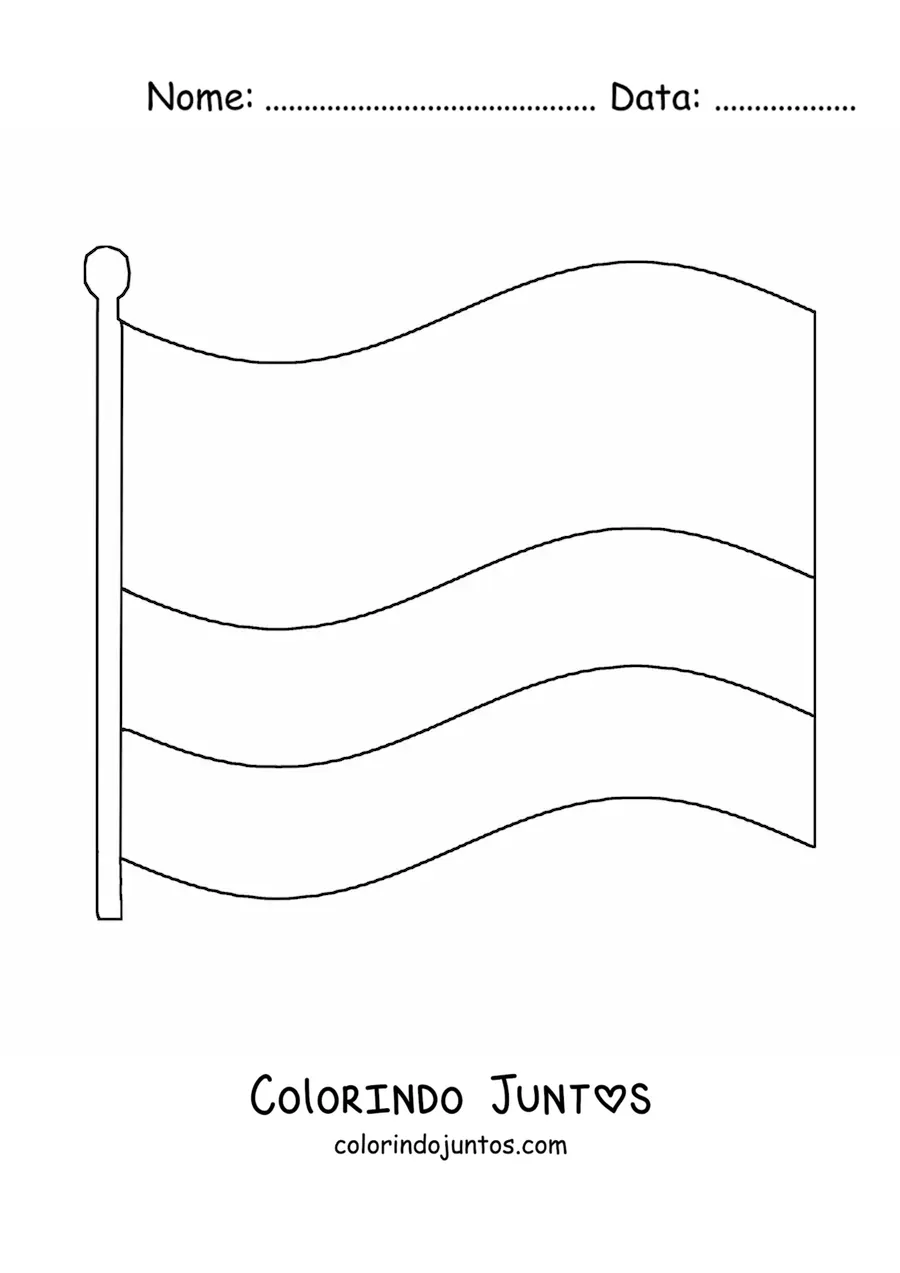 Desenho para colorir da bandeira grande da Colômbia tremulando