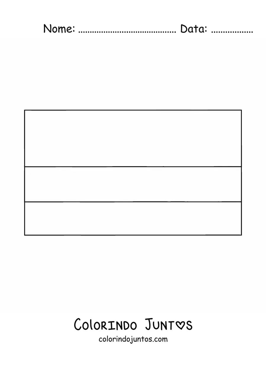 Desenho para colorir da bandeira da Colômbia horizontal